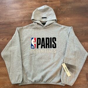 New Authentic Fear of God Essentials NBA Paris Hoodie Grey SS25 Size XL